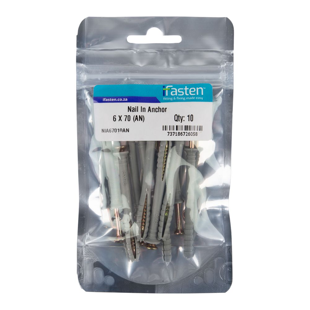 IFASTEN Nail In Anchor 6mmx70mm 10 Pp