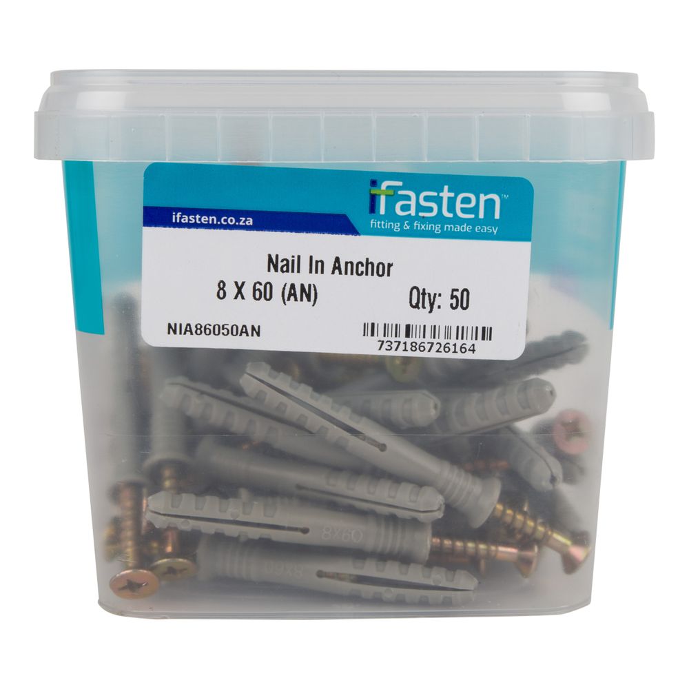 IFASTEN Nail In Anchor 8mmx60mm 50 Pt