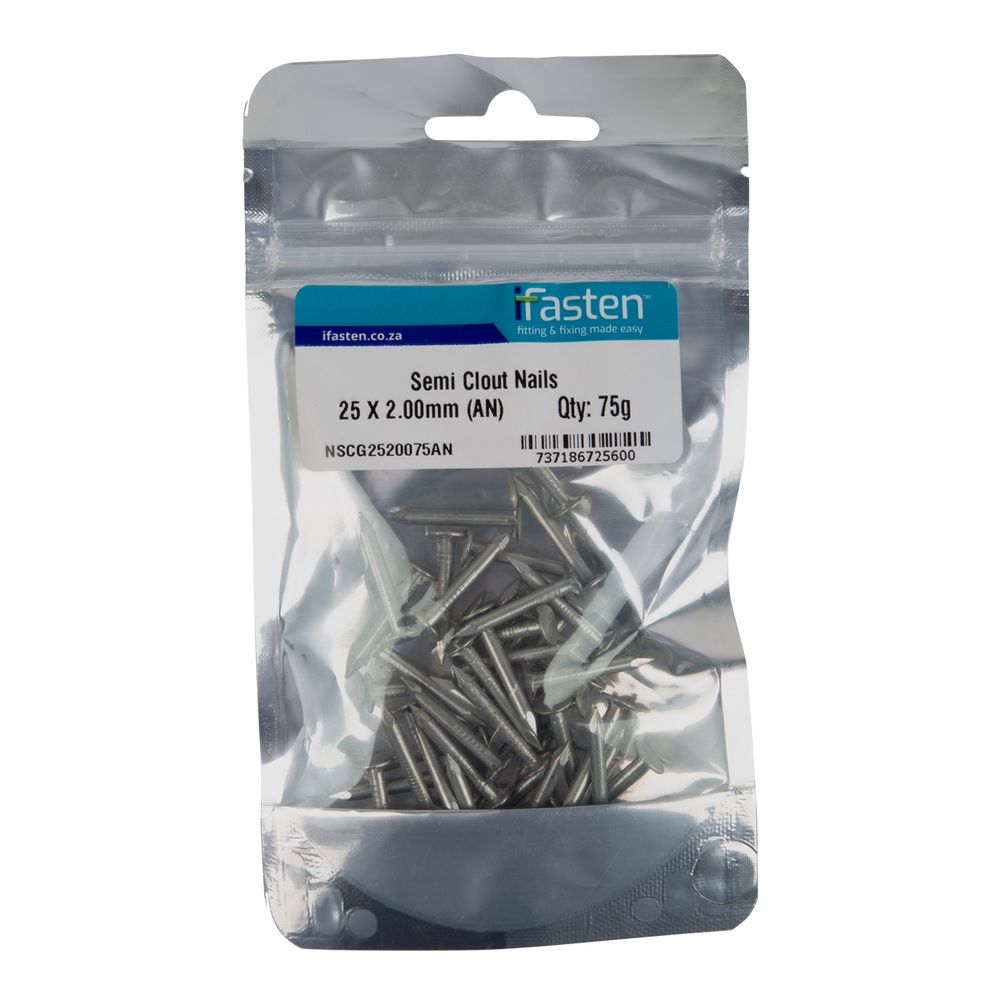 IFASTEN Nail Clout Semi 25mmx2mm 75g Pp