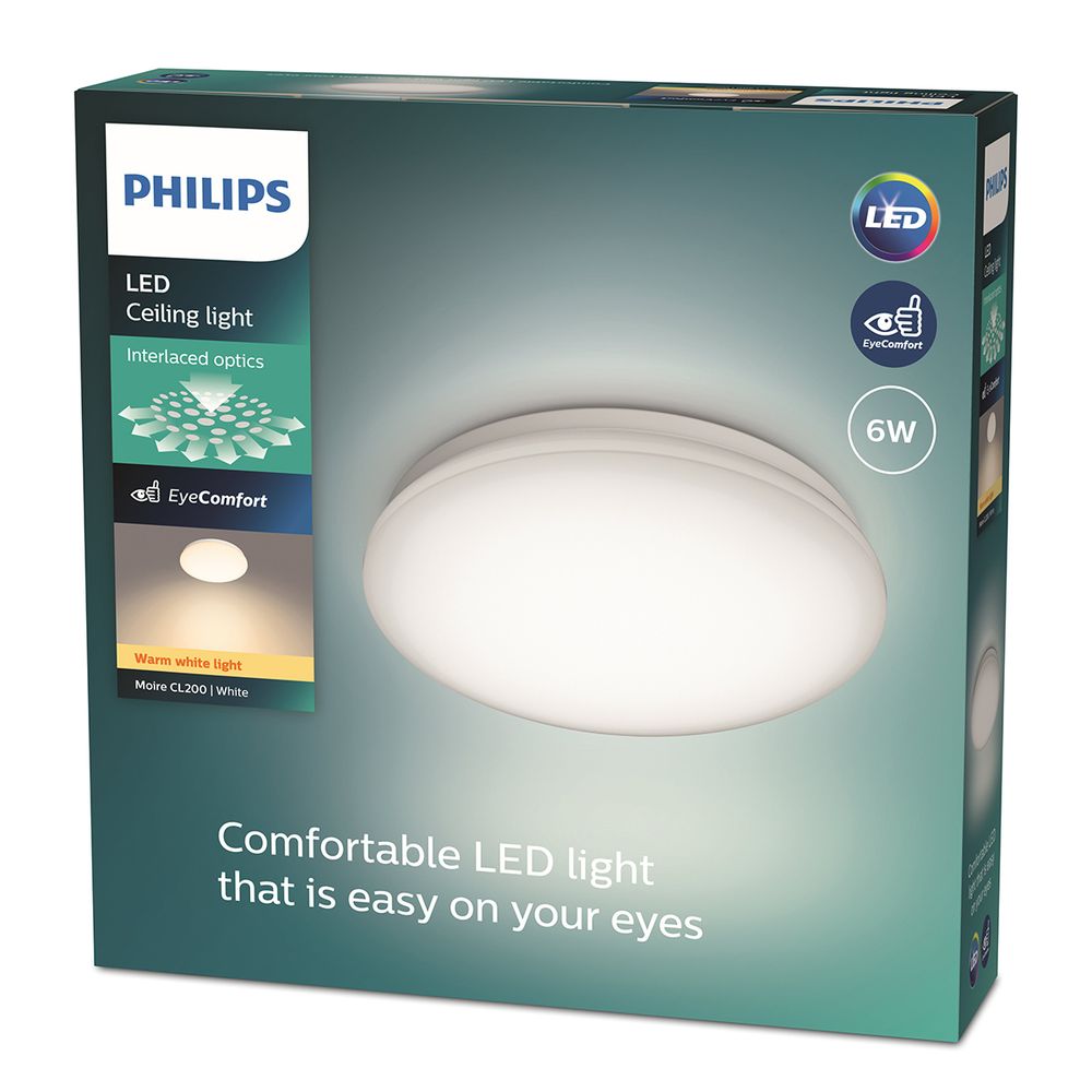 PHILIPS CEILING LIGHT ROUND 6W 27K WARM WHITE