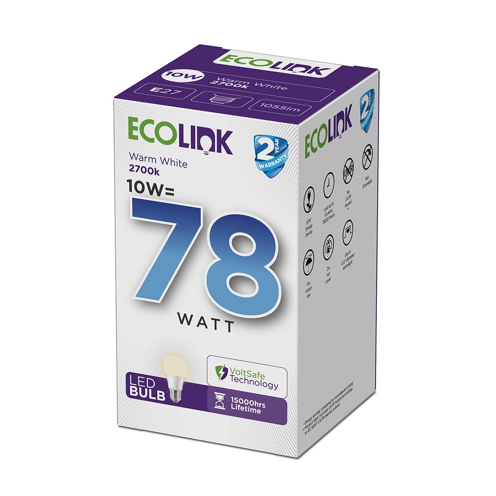 ECOLINK GLOBE 10W SCEW TYPE WARM WHITE