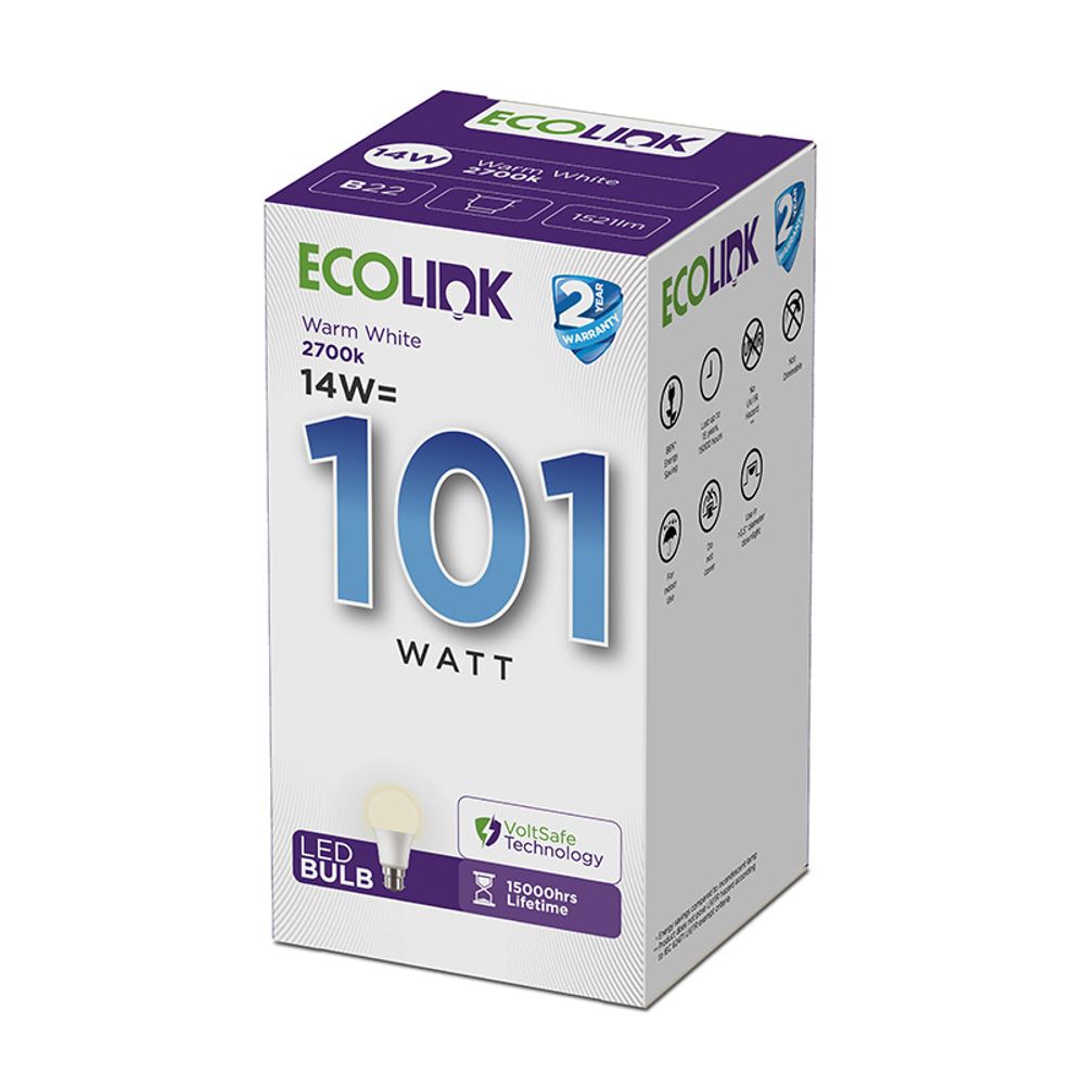 ECOLINK GLOBE LED 14W PIN TYPE WARM WHITE