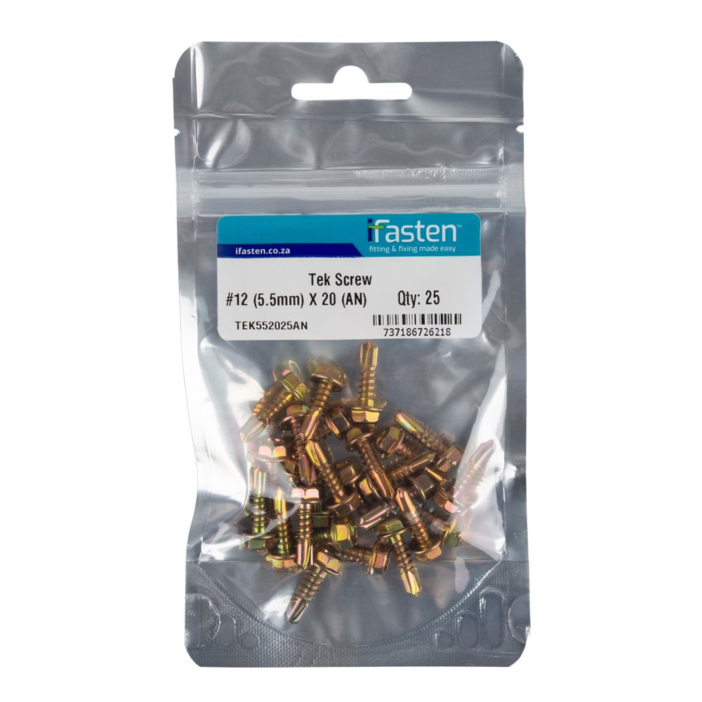 IFASTEN Tek Screw No12 5.5mmx20mm 25 Pp