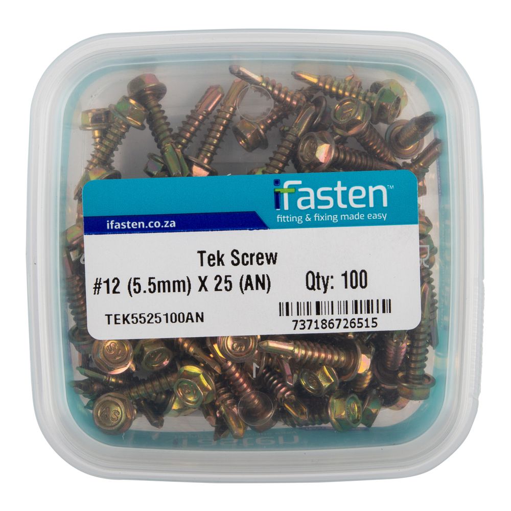 IFASTEN Tek Screw No12 5.5mmx25mm 100 Pt