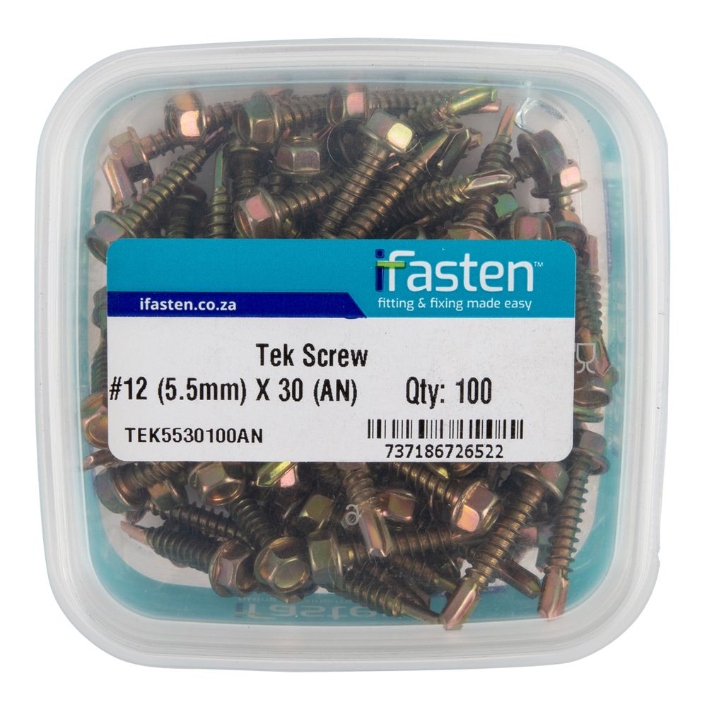 IFASTEN TEK SCREW NO12 5.5MMX30MM 100 PT