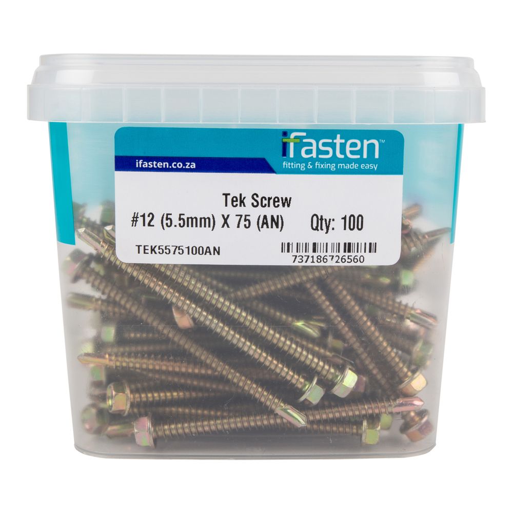 IFASTEN TEK SCREW NO12 5.5MMX75MM 100 PT