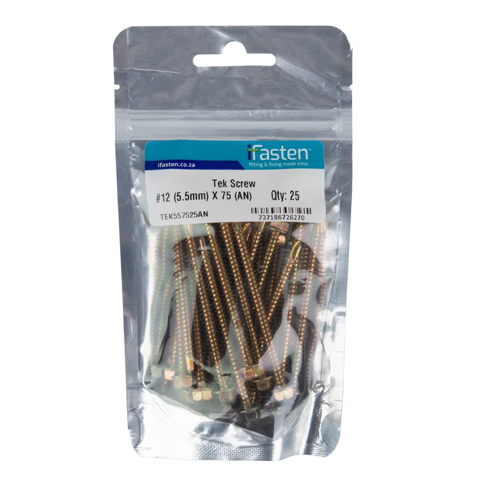 IFASTEN TEK SCREW NO12 5.5MMX75MM 25 PP