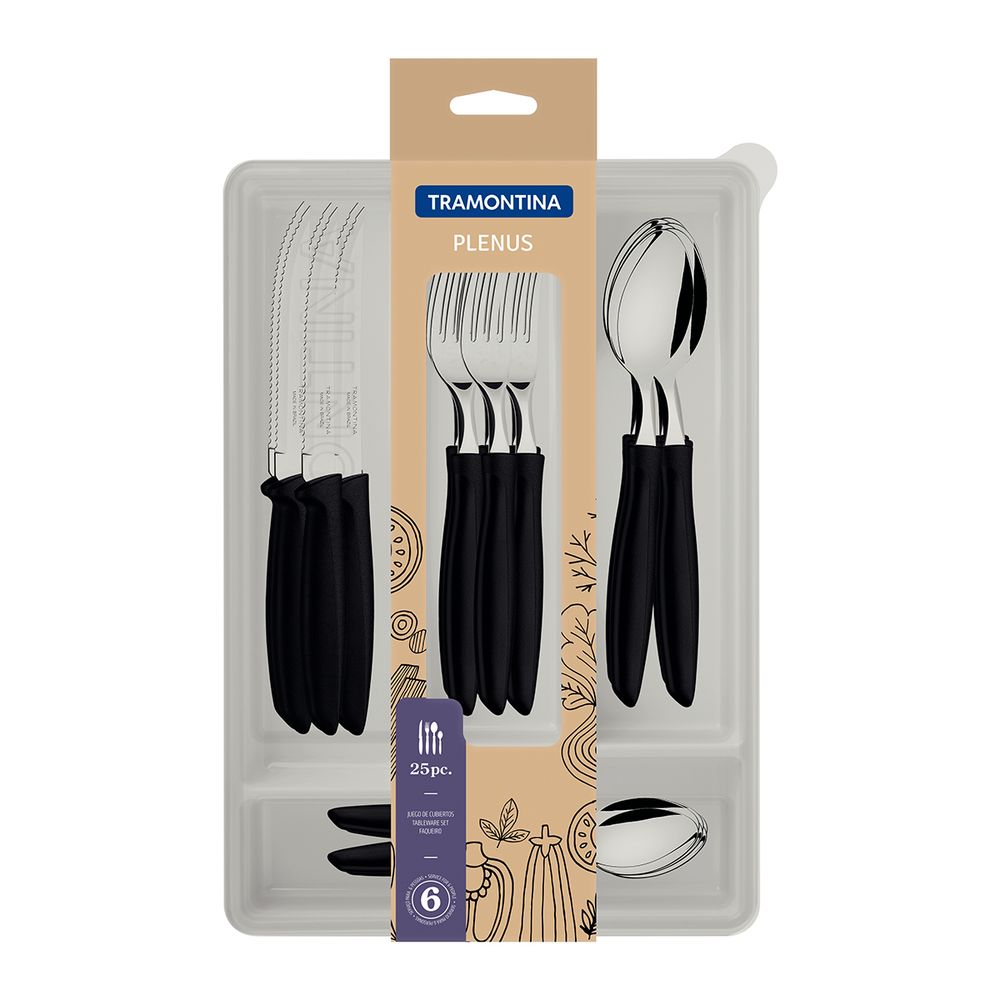 TRAMONTINA Cutlery Tableware Set Plenus 25pc Black