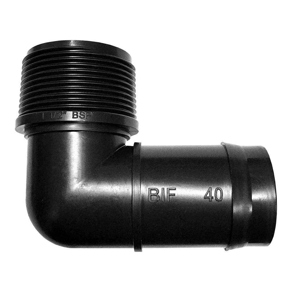 VETPLAST INSERT MALE ELBOW 40MM X 1 1/2 IN.