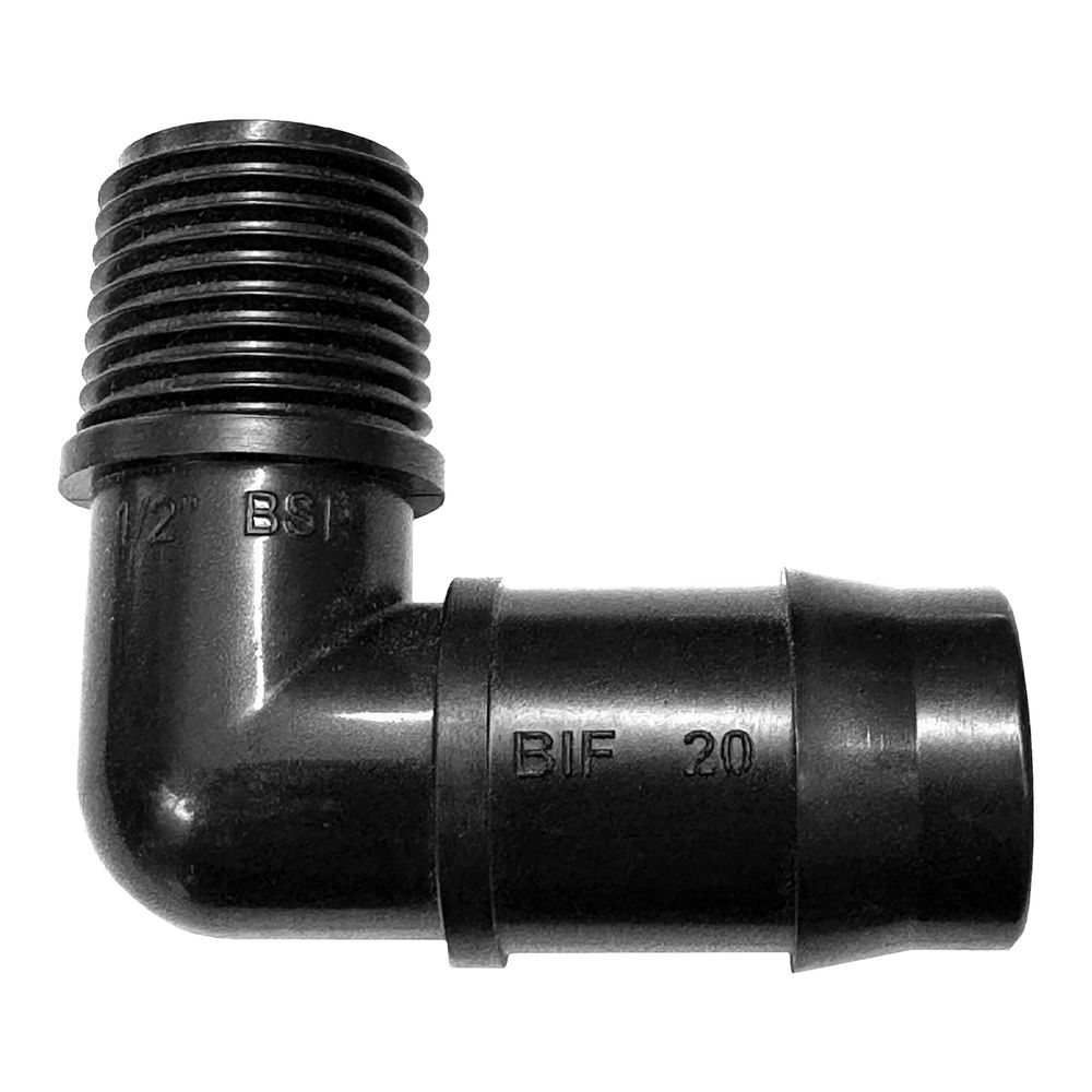 VETPLAST INSERT MALE ELBOW 20MM X 1/2 IN.