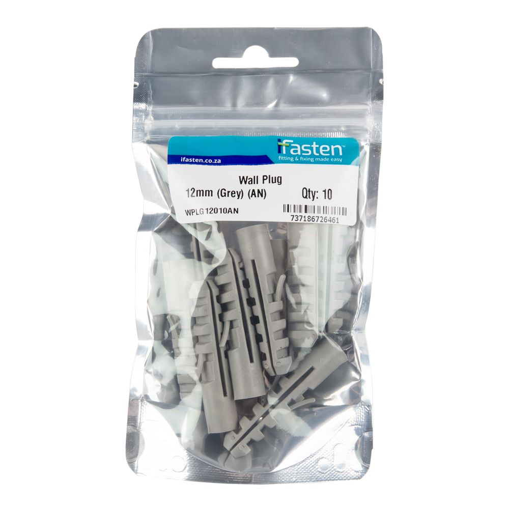 IFASTEN Wall Plug 12mm Grey 10 Pp
