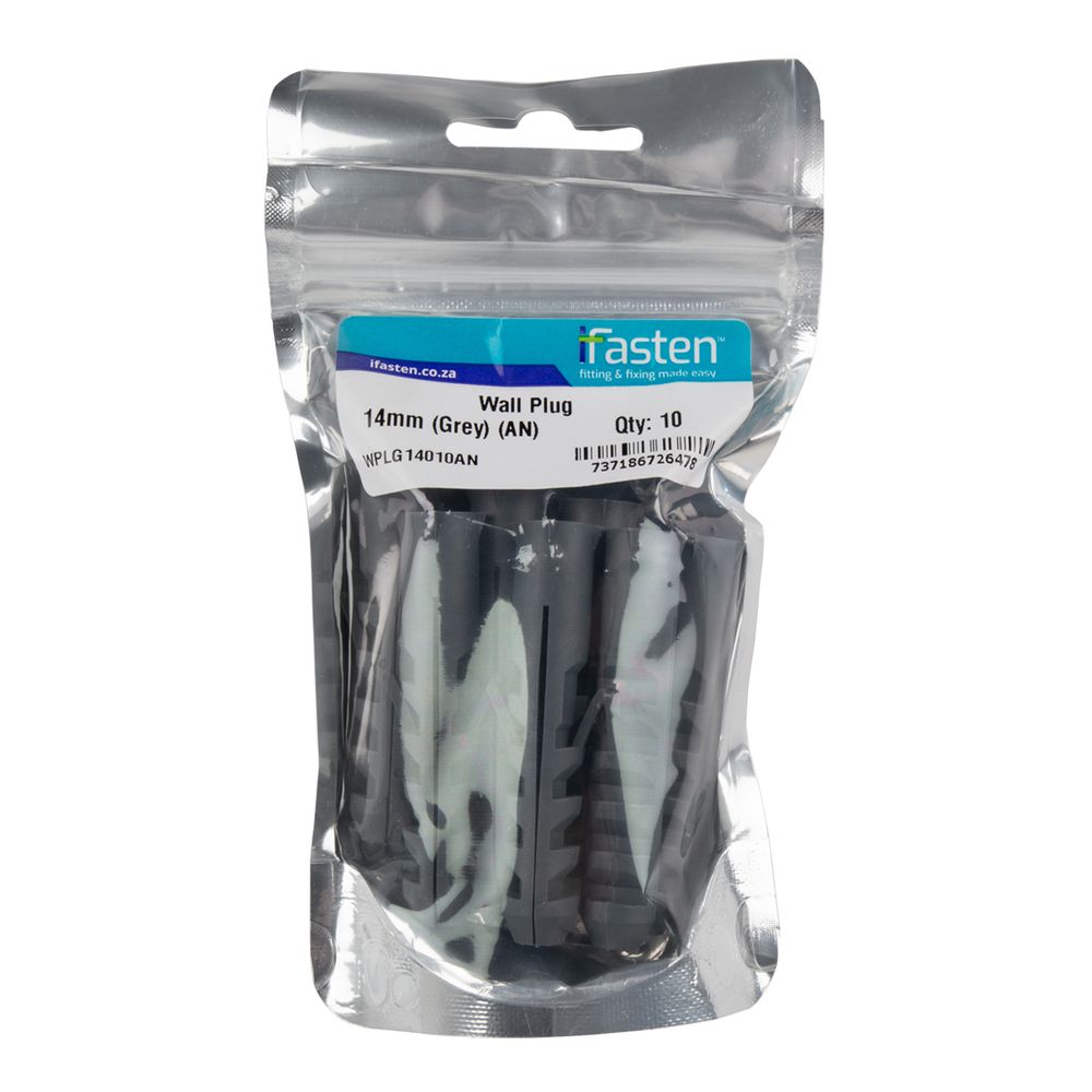 IFASTEN Wall Plug 14mm Grey 10 Pp