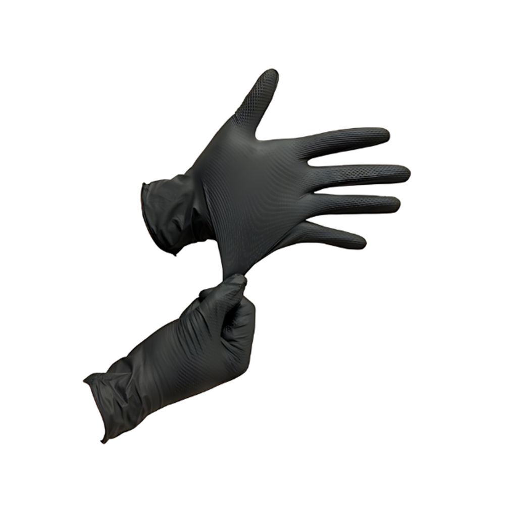 FIXON Nitrile Diamond Glove Textured 6mil 240mm Black Xxl (50pcs/25 Pairs)