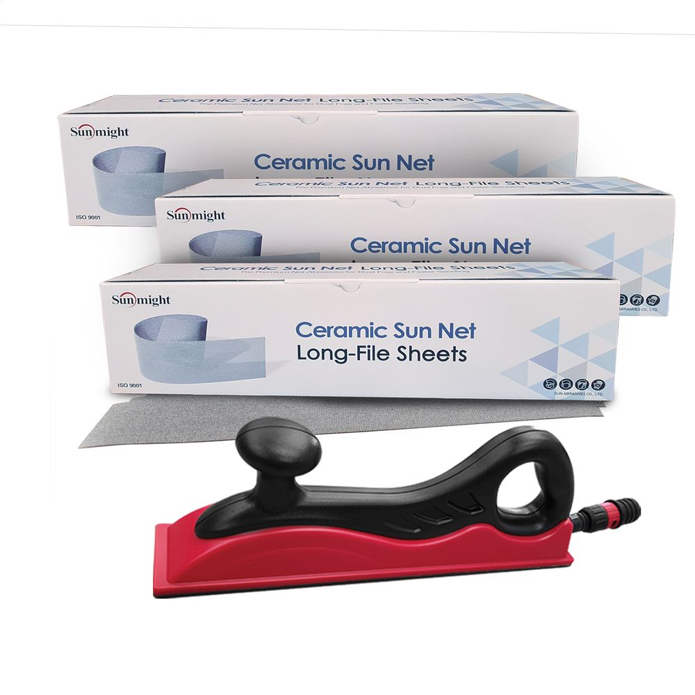SUNMIGHT Sun Net Ceramic Velcro 70 X 420mm (150)( X3 Boxes ) + Fixon Sanding Block 400 X 70mm
