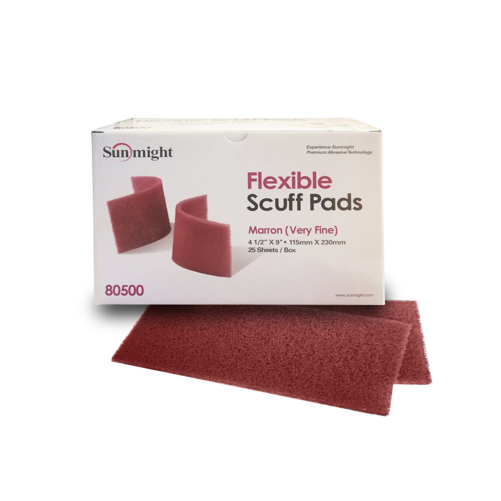 80500 SUNMIGHT Soft Non-woven St Scuff Pads 114 X 228mm - Very Fine (maroon) 25pcs