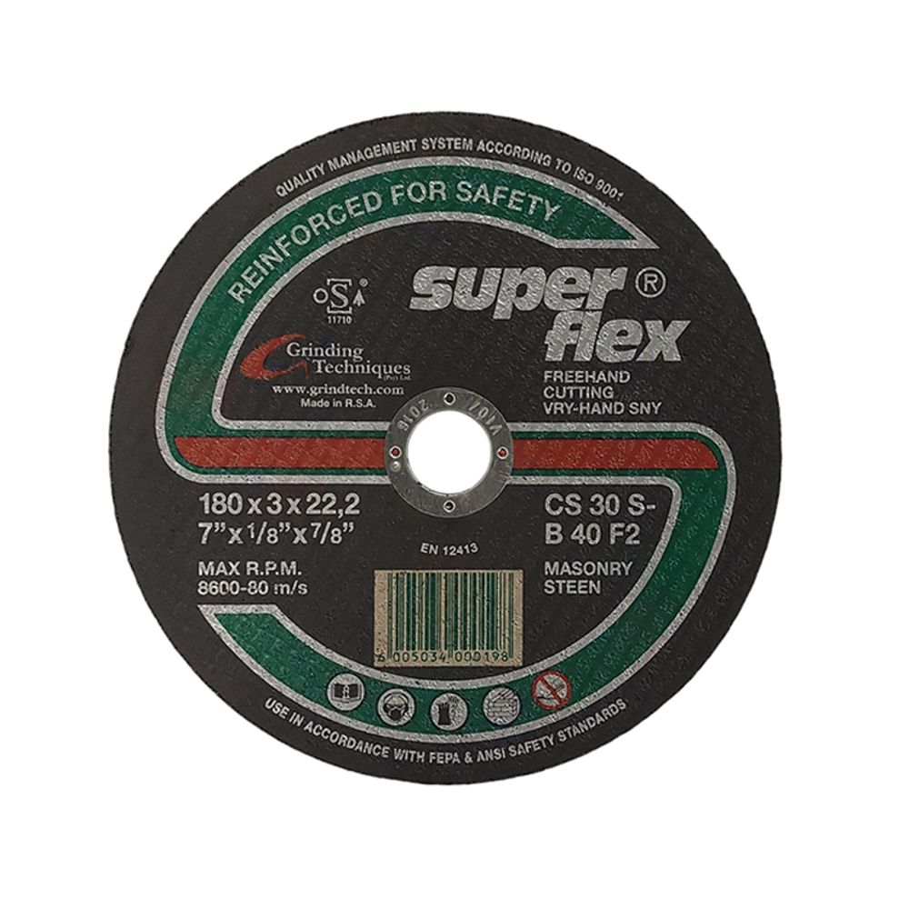 ABRASIVE DISC CUTTING STONE S/FLEX 180mm*3mm*22.2mm