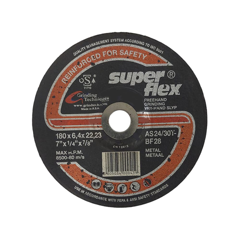 ABRASIVE DISC GRINDING STEEL S/FLEX 180mm*6.4mm*22.2mm