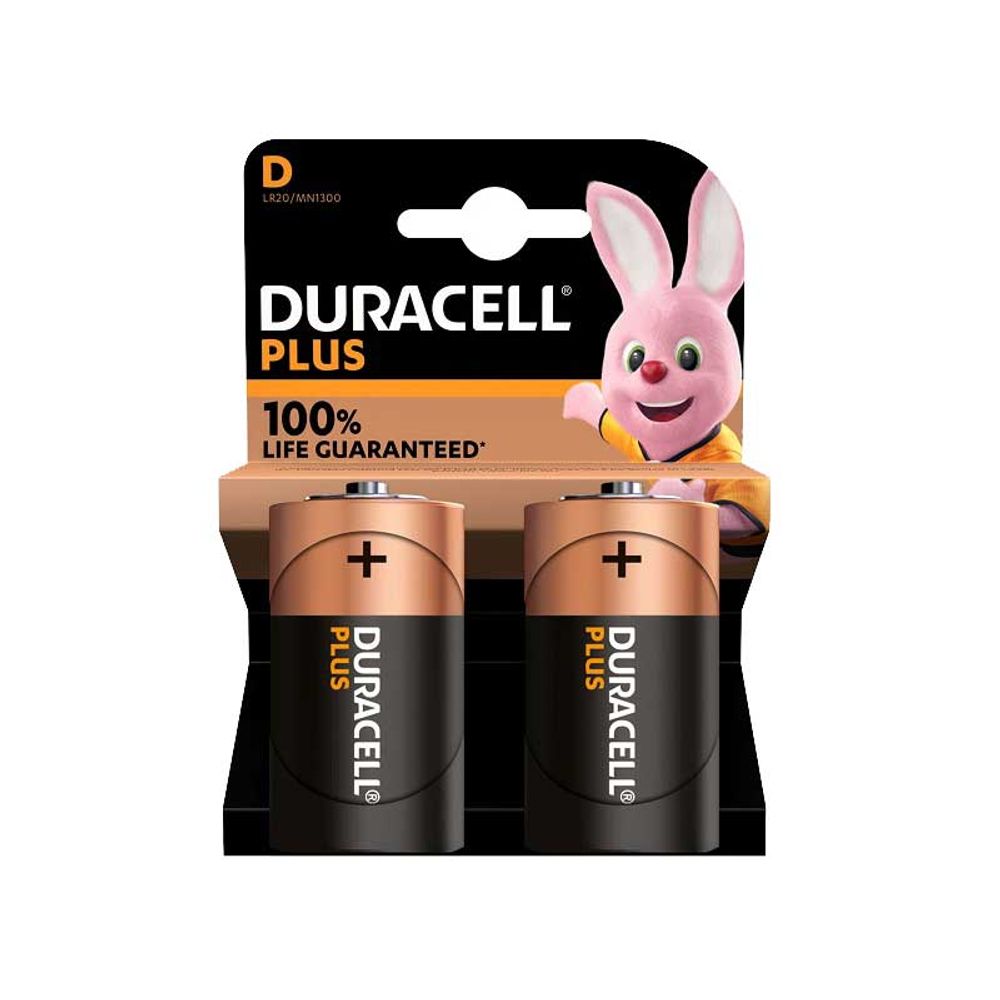 Battery DURACELL Plus D Torch 2's 1.5v Mn1300k2