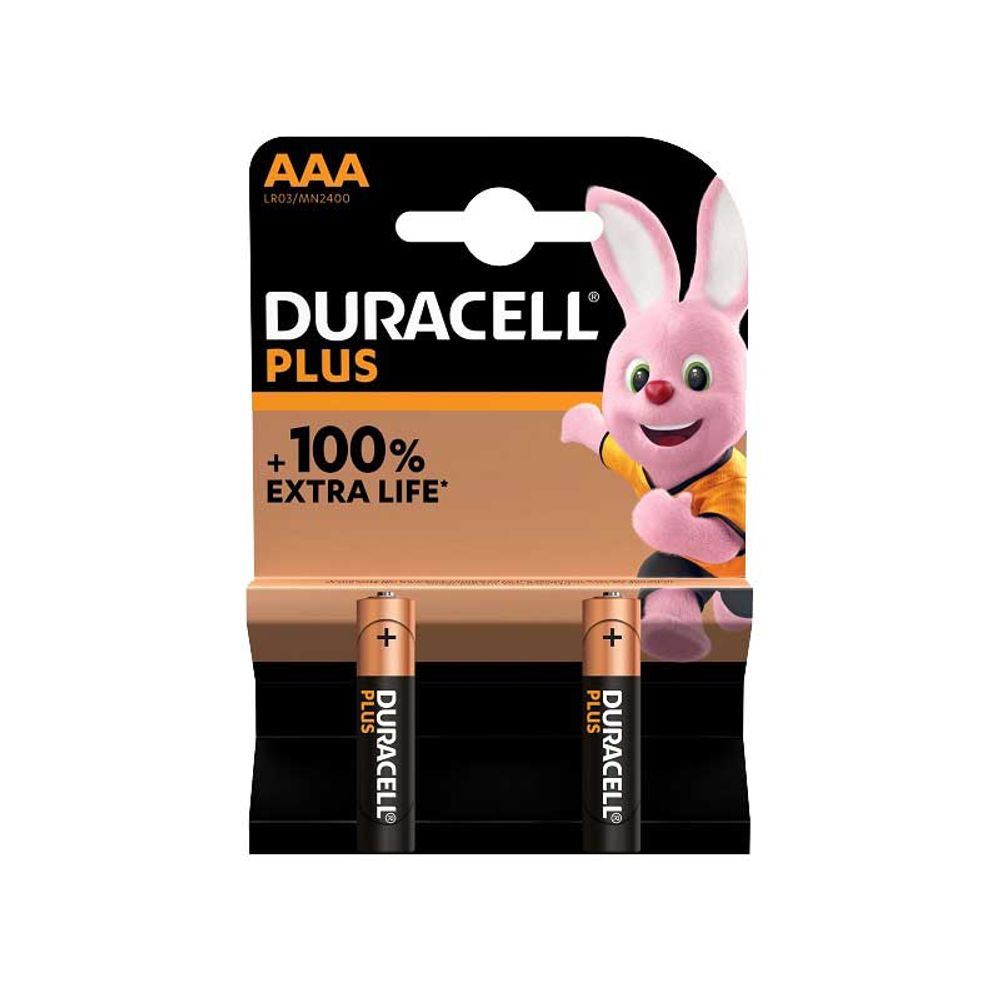 Battery DURACELL Plus Elec Aaa 2's 1.5v Mn2400b2
