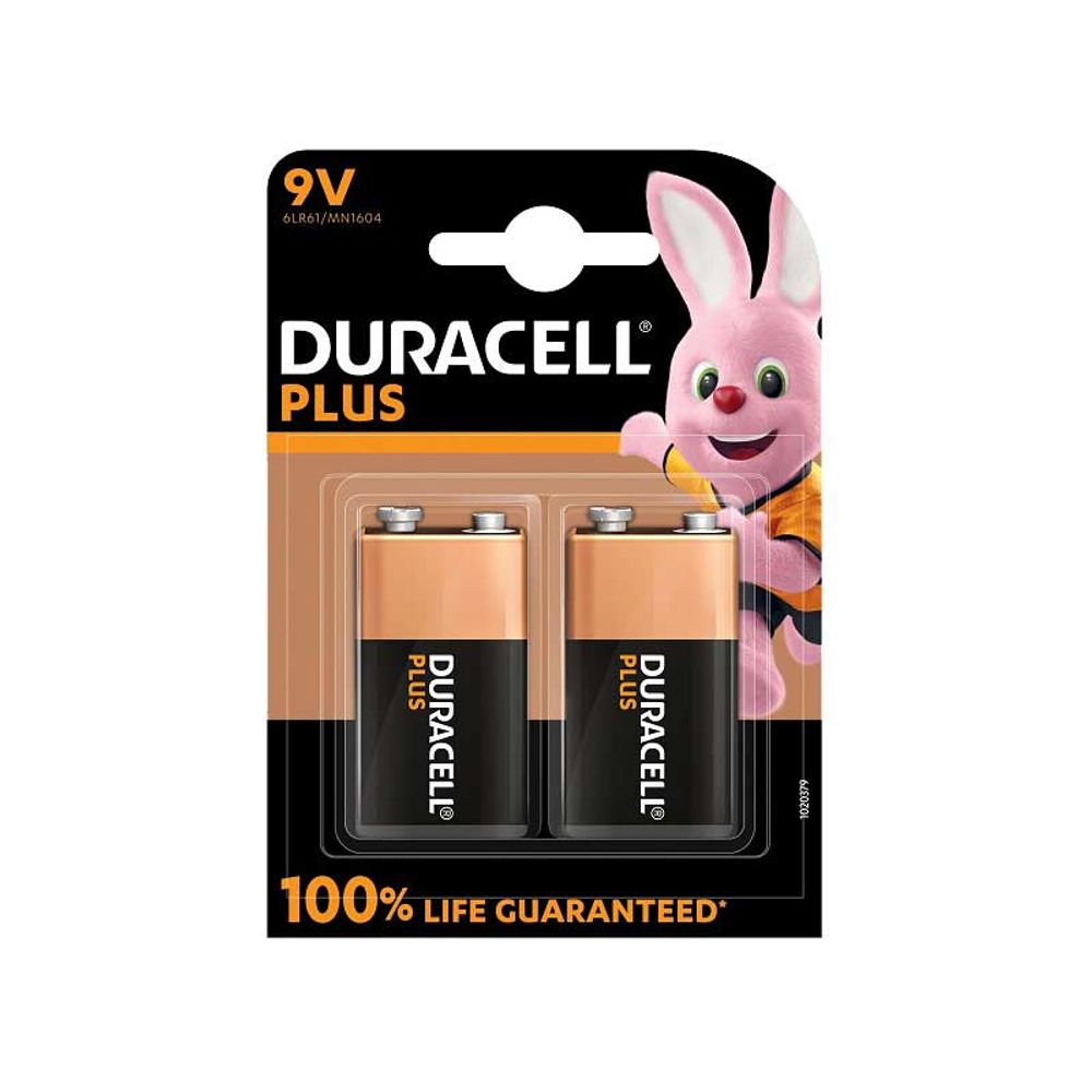 Battery DURACELL Plus 9v Rectangular 2's Dur109