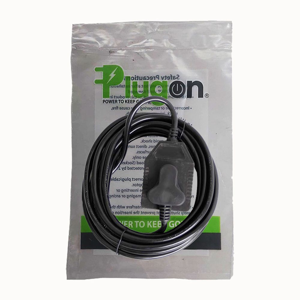 Extension Cord 5mt X 10 Amp 2x3 Pin Black
