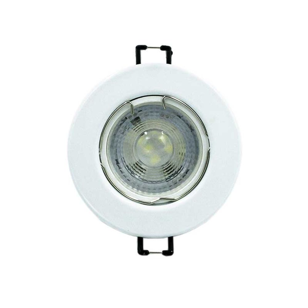 Globe Gu10 Led Downlight 5w Cool/w White Flange 3000h Eo21