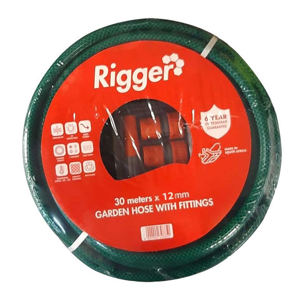 Hose Garden Reinforced 6 Year 12.0mm* 30mt Incl/fitt (min 5)