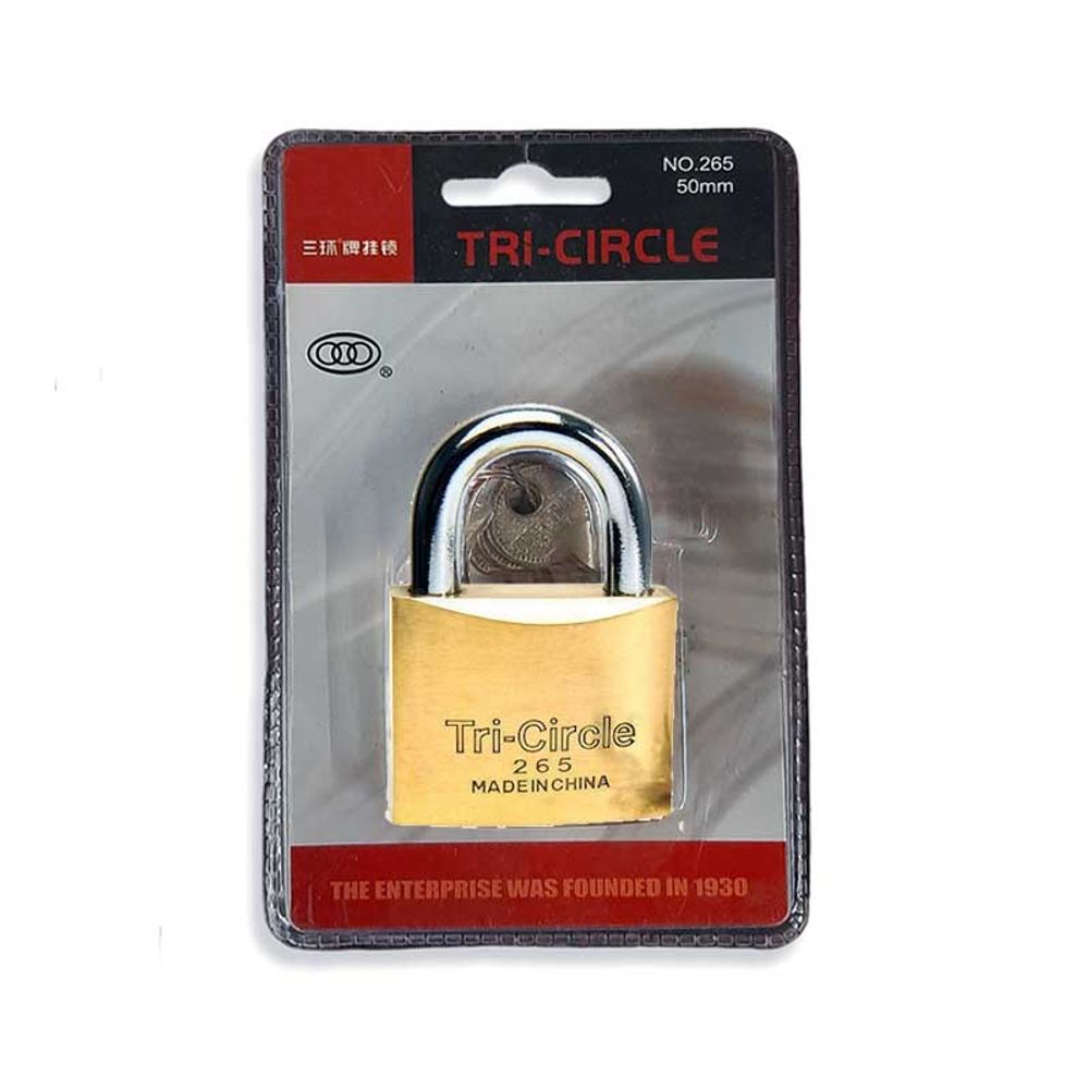 Lock Padlock TRICIRCLE Brass 63mm Blist 266c