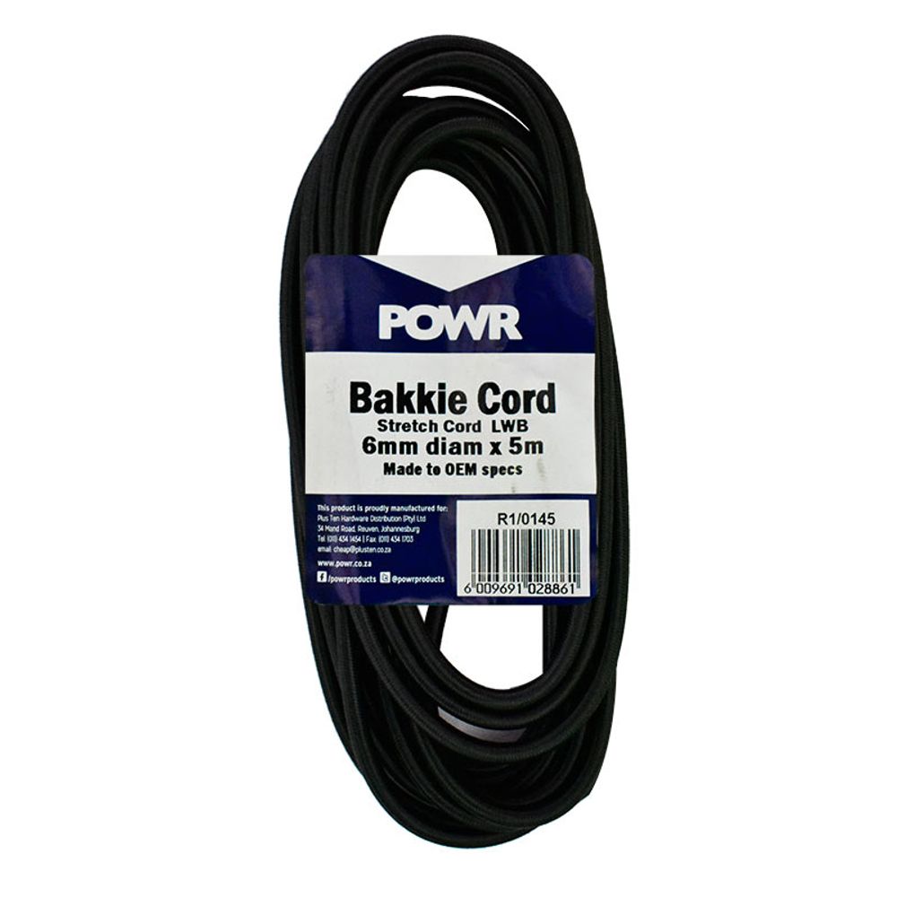 Cord Bakkie Stretch 6mmx5mtr Black
