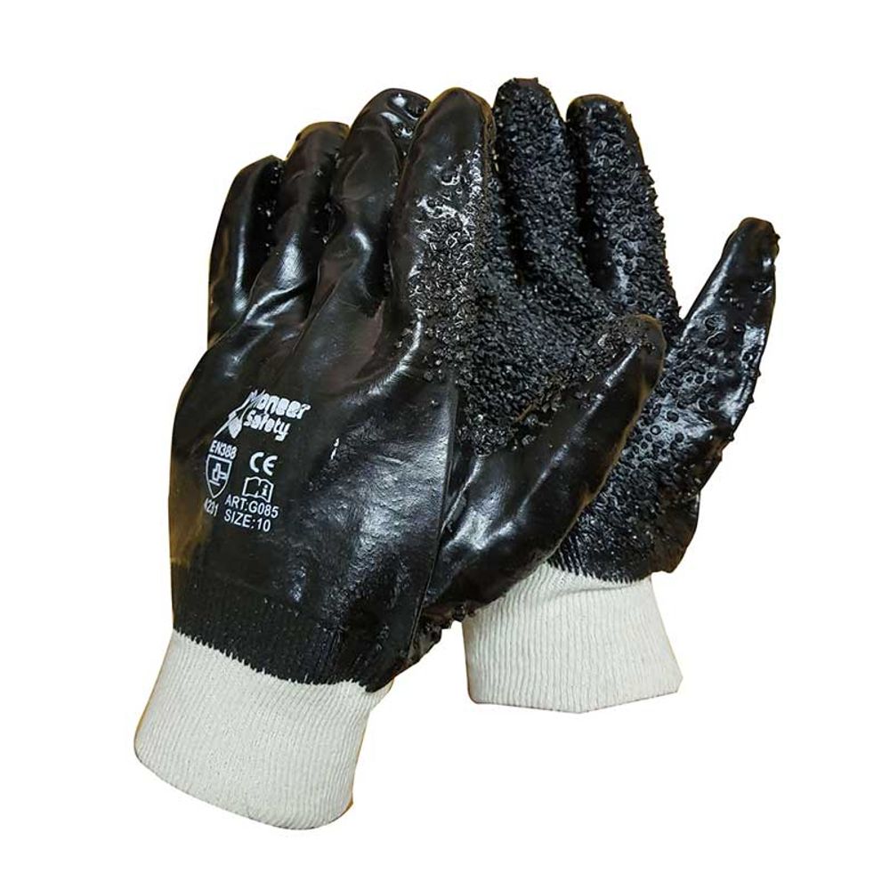 Gloves Black Chip Palm Knitwrist L G085