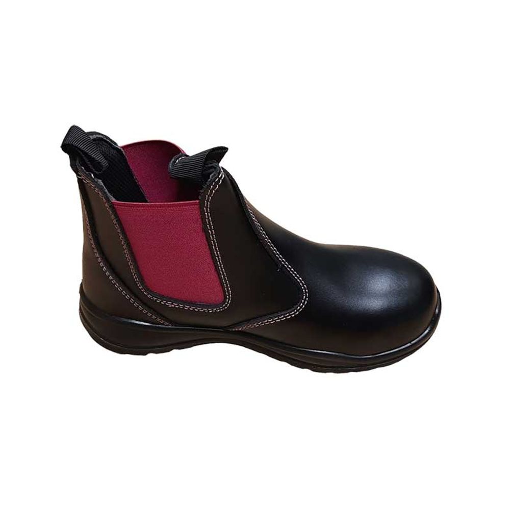 Boot Safety Ladies Daisy Pullon Black Pink Size 3