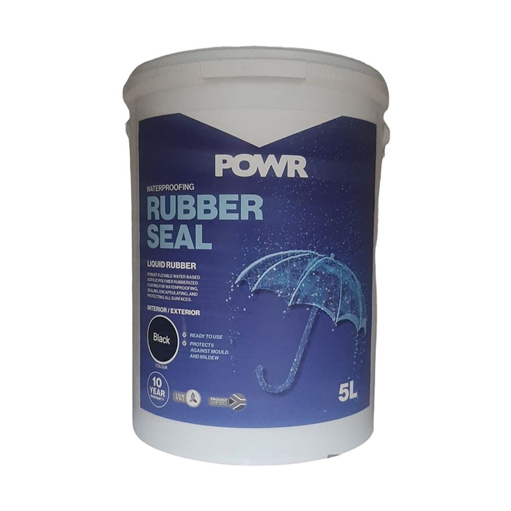 Rubber Seal Waterproof Coating Black 5 Ltr POWR