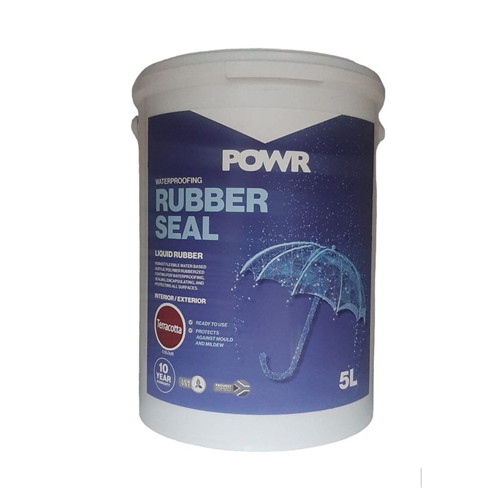 Rubber Seal Waterproof Coating Terracotta 5 Ltr POWR