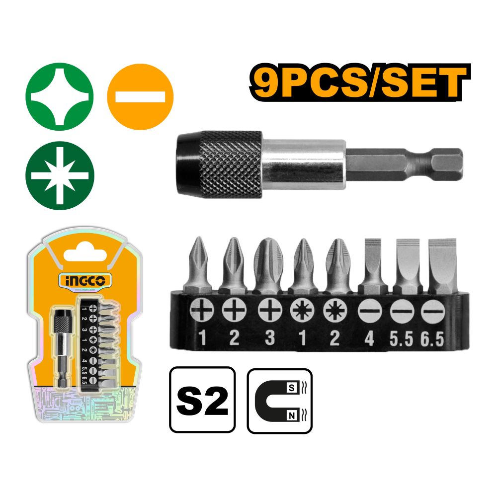 S/driver Bit Assorted 9pcs Mag