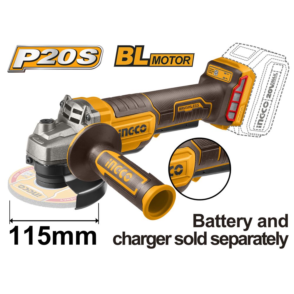 20v Ps+c/l B/l Grinder 115mm Dm Swtch
