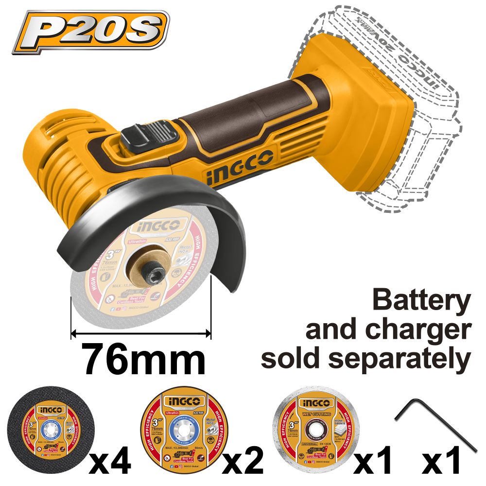20v Ps+c/l Grinder 76mm 8p