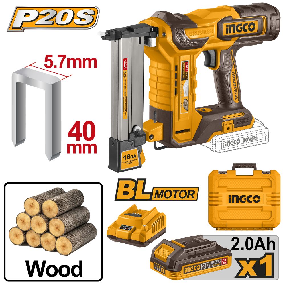 20v Ps+c/l Crwn Stapler 5.7x40mm+acc Bmc Kit 1batt