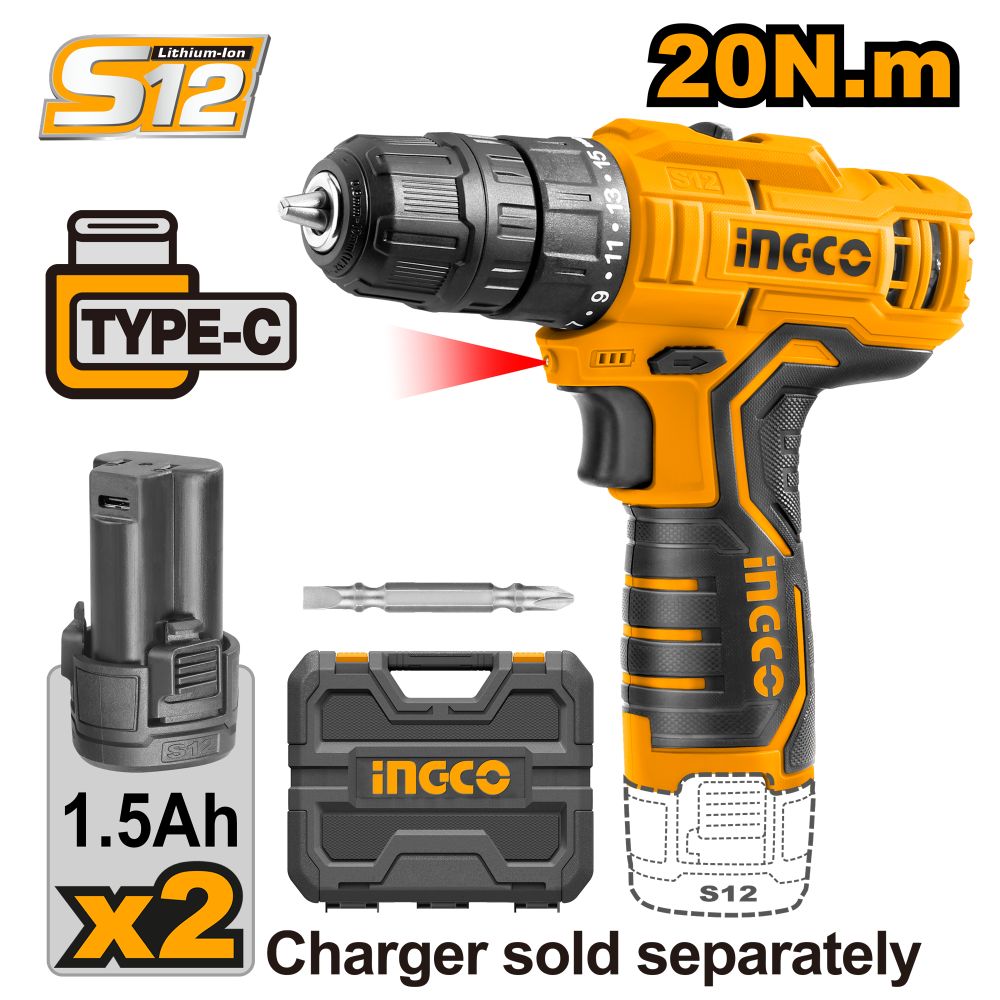12v Ps+c/l Drill 20nmkit Usb Type C Kit
