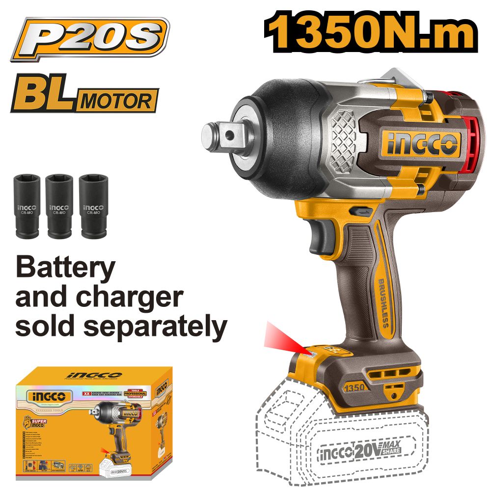 20v Ps+c/l B/l Imp Wrench 3/4 1350nm No B/c