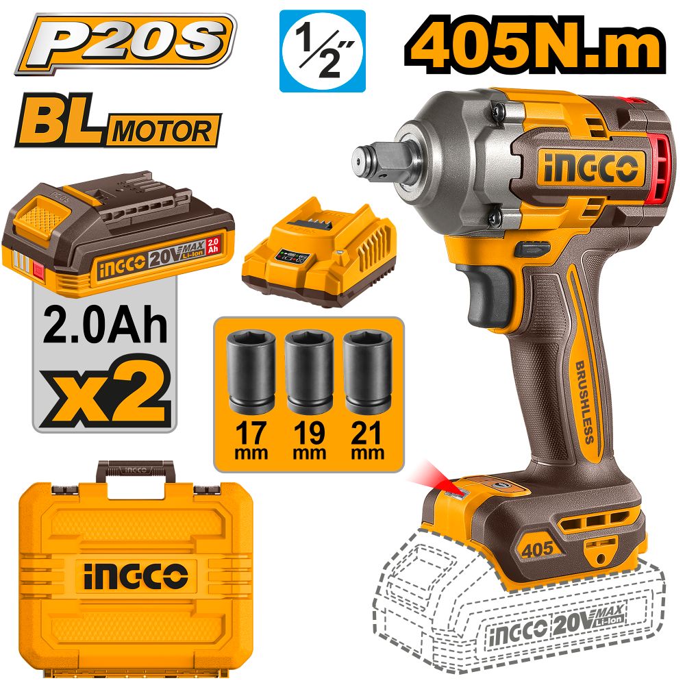 20v Ps+c/l Wrench Imp 405nmincl Assy Bmc Kit 2batt