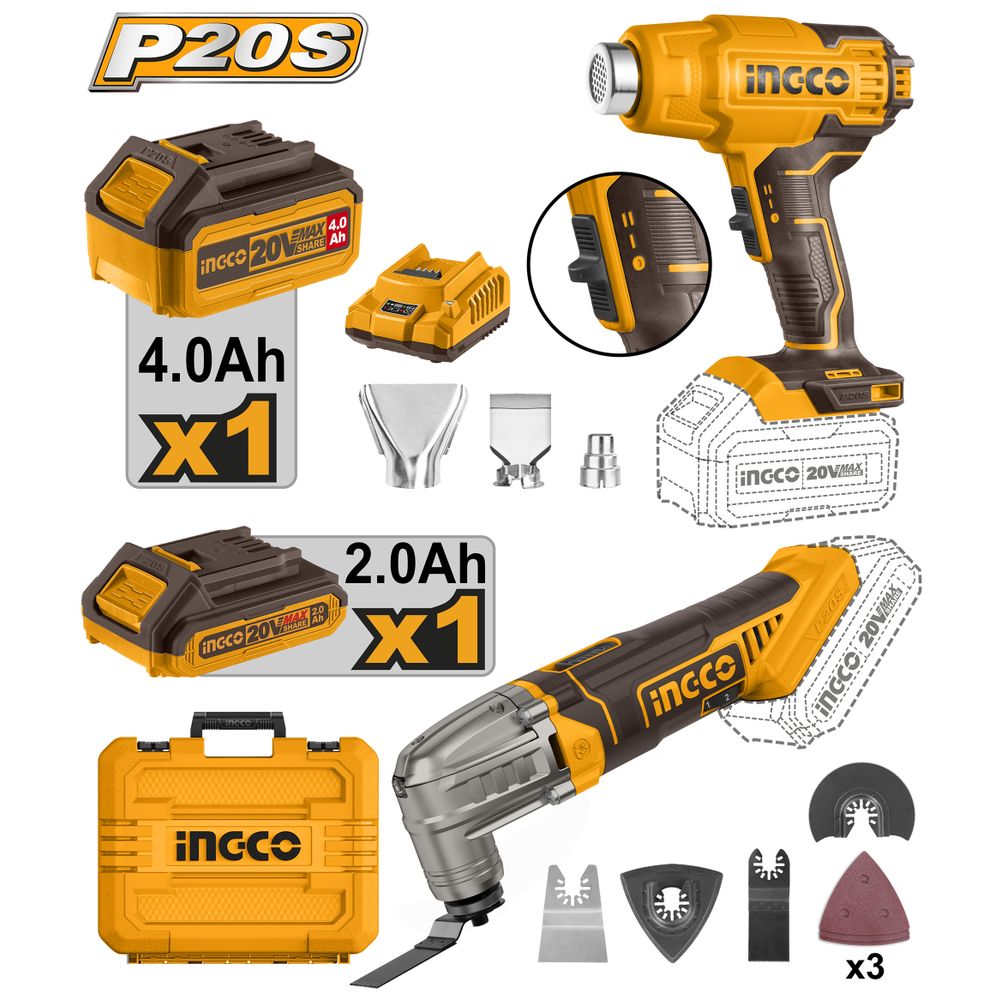 20v Ps+c/l Heat Gun /multi Tool Incl