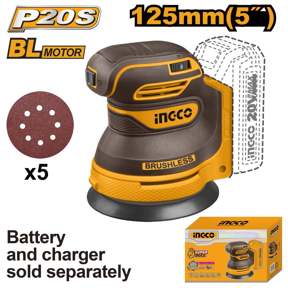 20v Ps+c/l Sander 125mm+ 5p No B/c