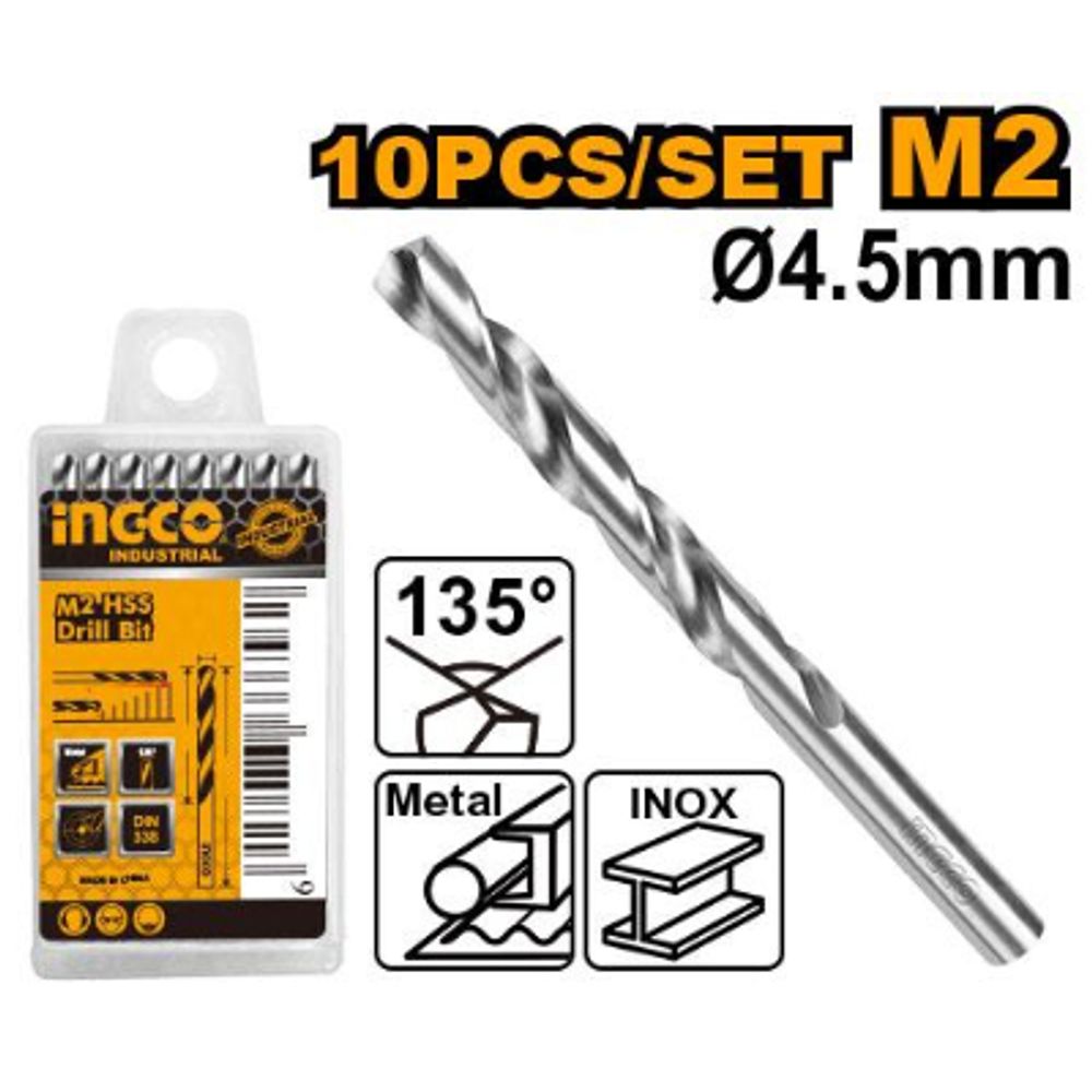 Drill Bit M2 Hss 4.5mm 10/box