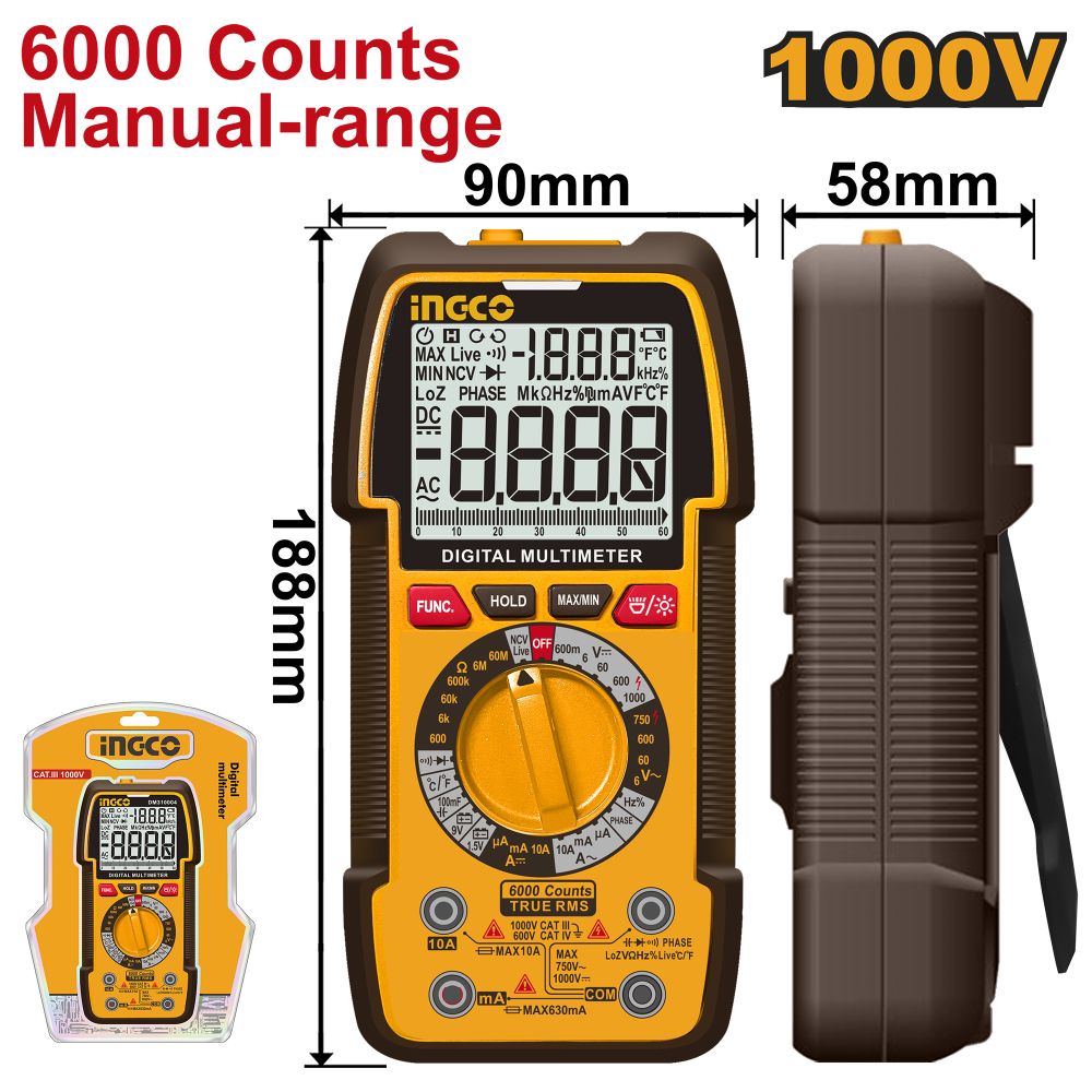 Multimeter Auto Range True Rms6000