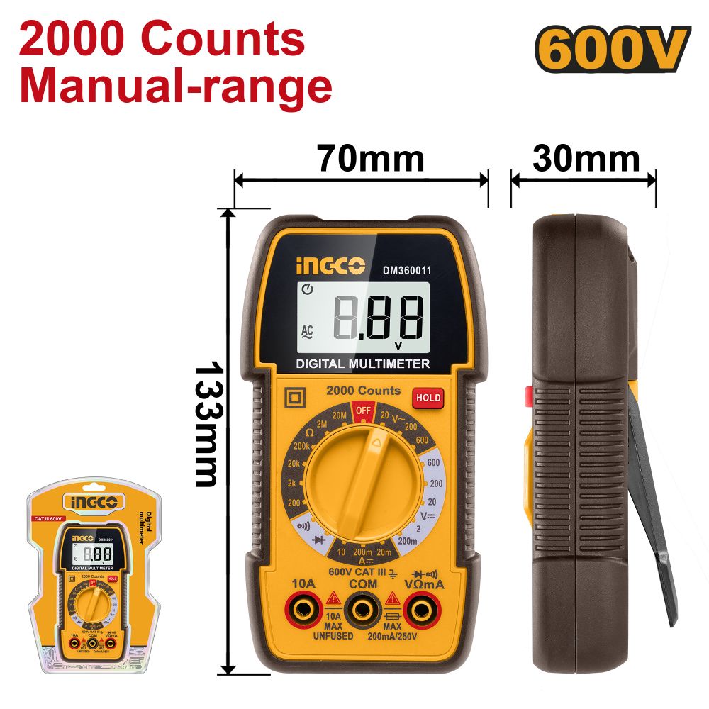 Multimeter Digital Ac/dc 2000 Counts 600v