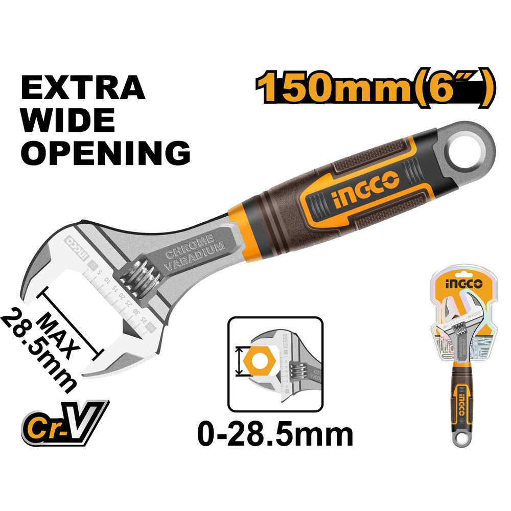 Wrench Adjust 150mm S/grip Cr V