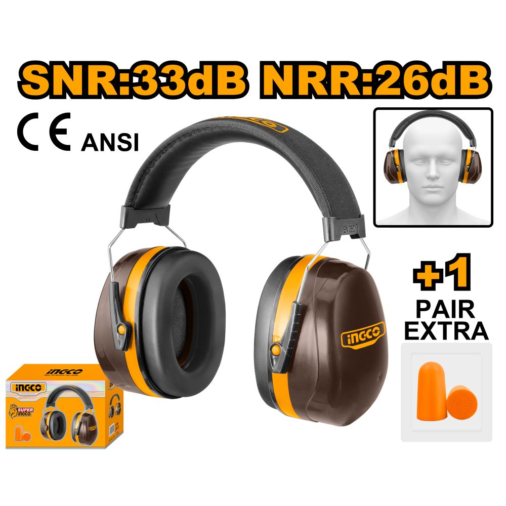 Ear Muff With Head Band + 1pr Ear Plug