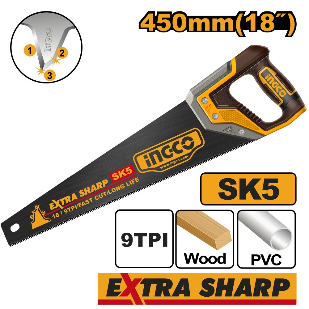 Saw Hand 450mm 9tpi X Sharp Bld Sk5