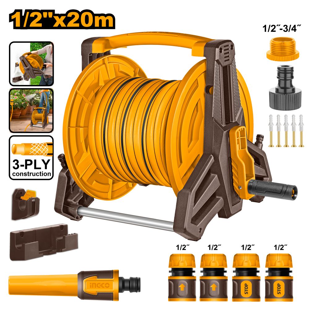 Hose Reel Set 20m Incl 6pcss Acc