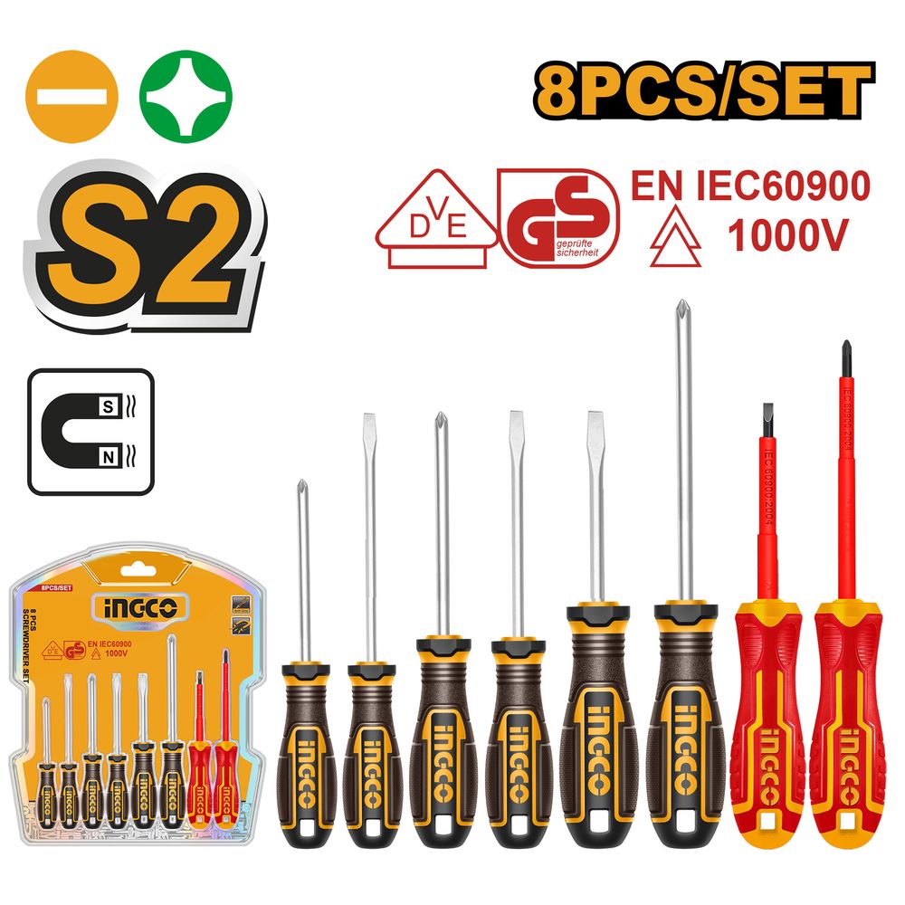 S/driver S2 Set Ph/slotted Cr V 8pcs